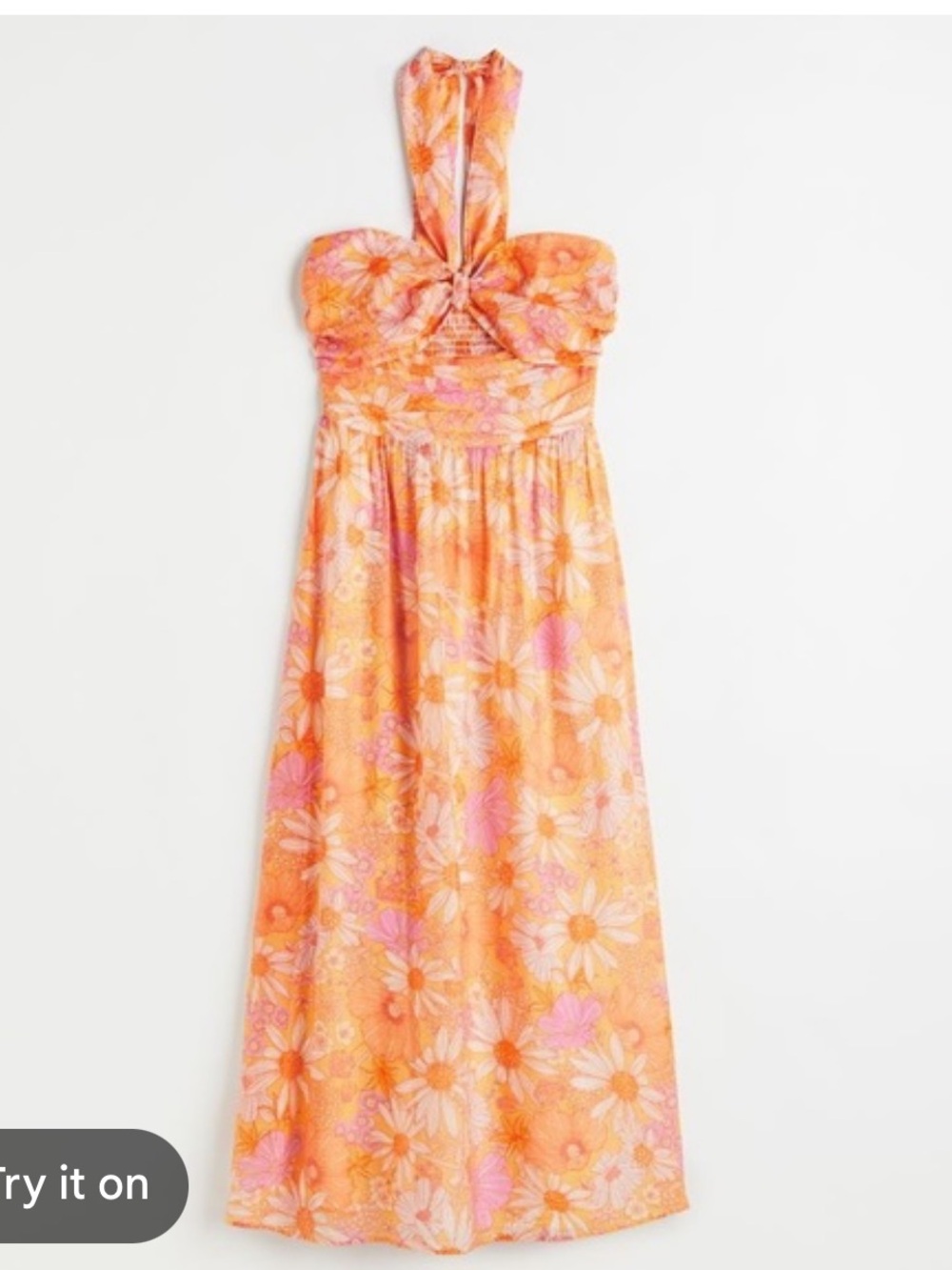 H&M Orange Floral Halter Maxi Dress